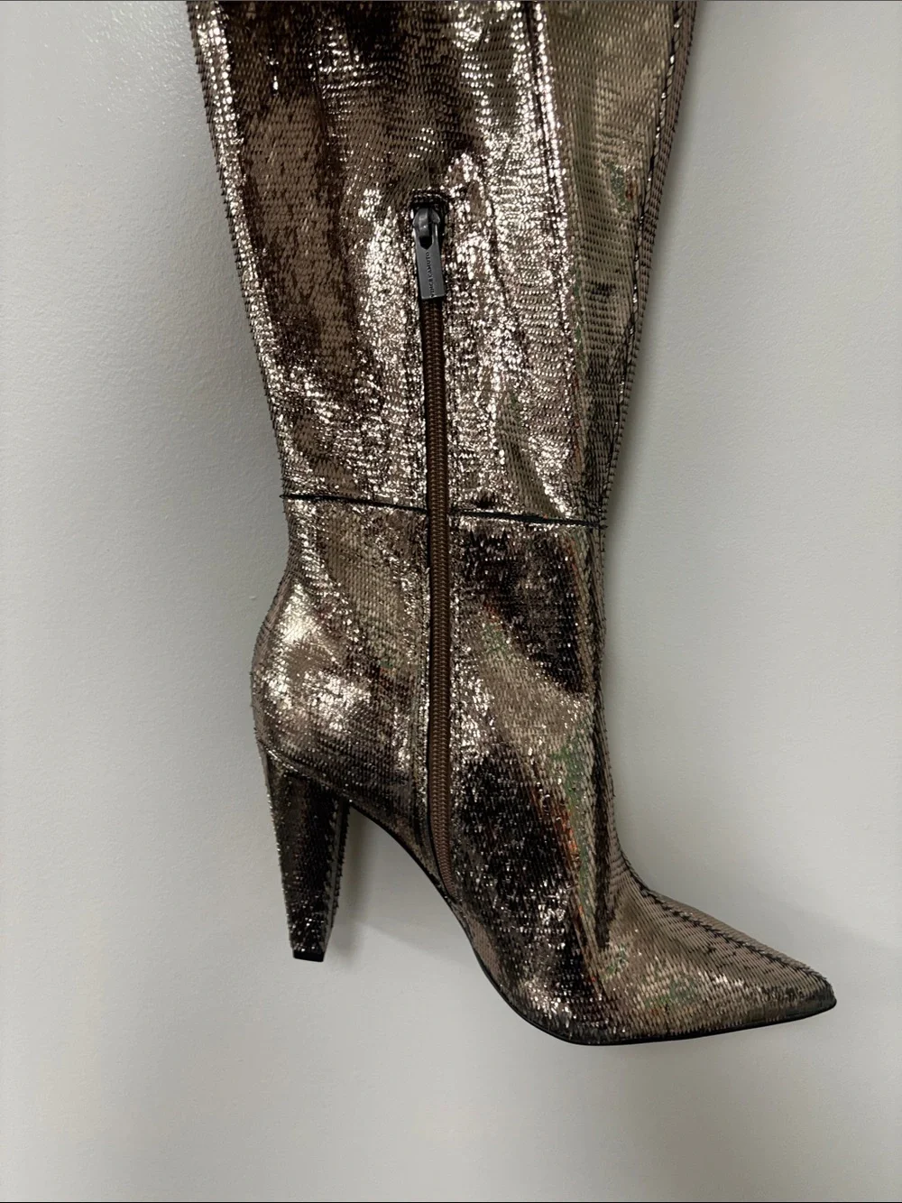 Vince Camuto Metallic Silver Over-the-Knee Pointed-Toe Boots